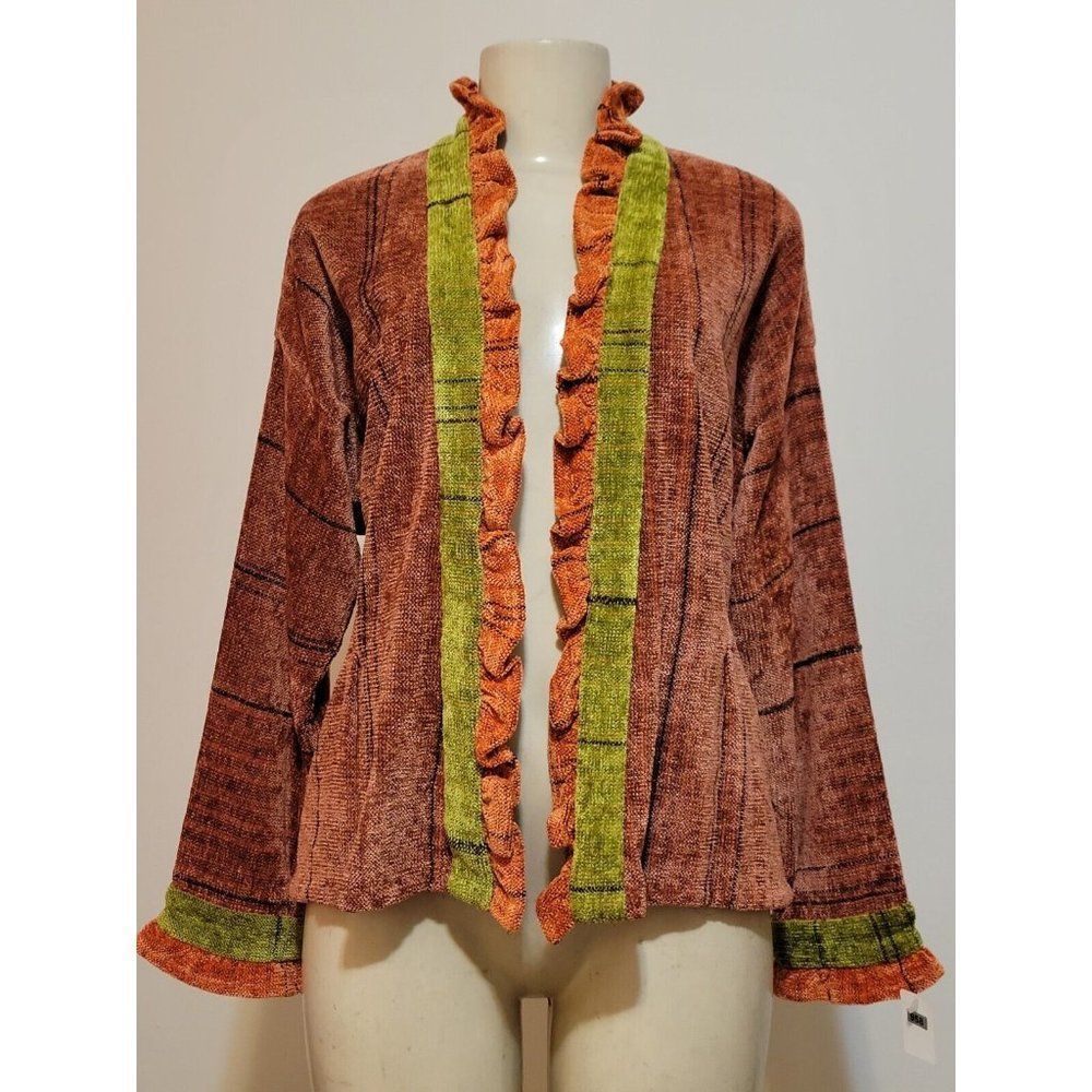 MARCIA  HAMMOND  ART  HAND WOVEN COTTON RAYON MIX BLAZER MULTICOLOR SIZE M #958